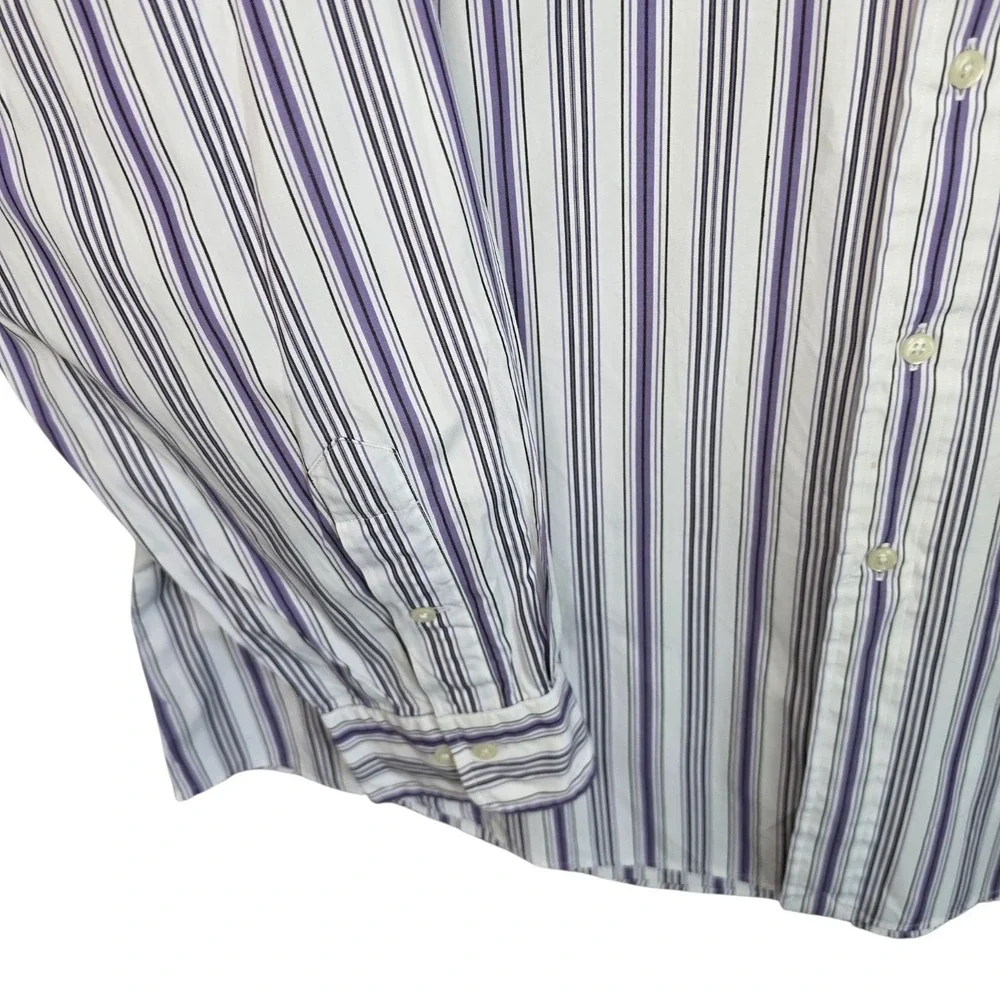 Polo Ralph Lauren Shirt 18 34/35 XL Curham Custom Fit Purple Stripe Button Dress